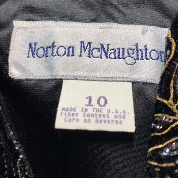 Norton McNaughton Glitzy Jacket Embroidered with Gold Threads Brocade Size 10 - Picture 3 of 5